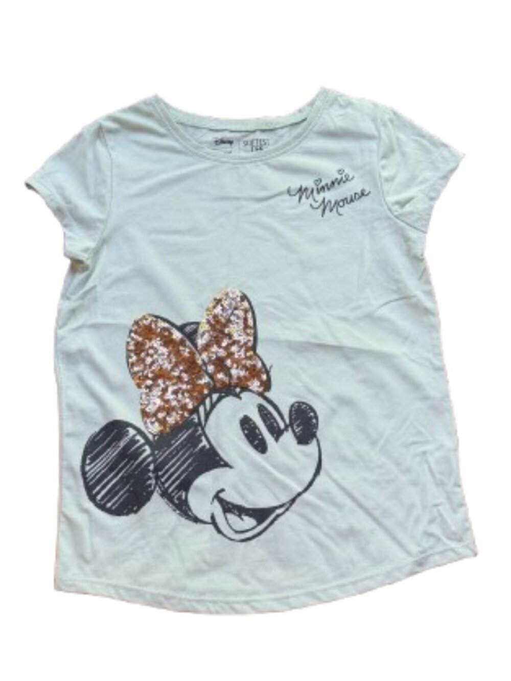 DISNEY Jumping Beans Softest Tee Mint Green Sequin Minnie Mouse Size 8